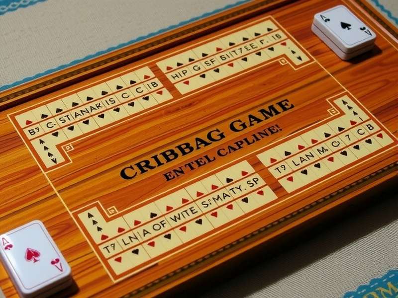 क्रिबेज बोर्ड गेम - पारंपरिक क्रिबेज बोर्ड पर कार्ड्स और पेग्स