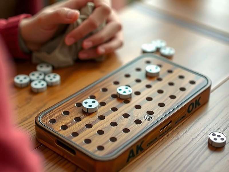 A traditional Cribbage board with wooden pegs placed on a map of India