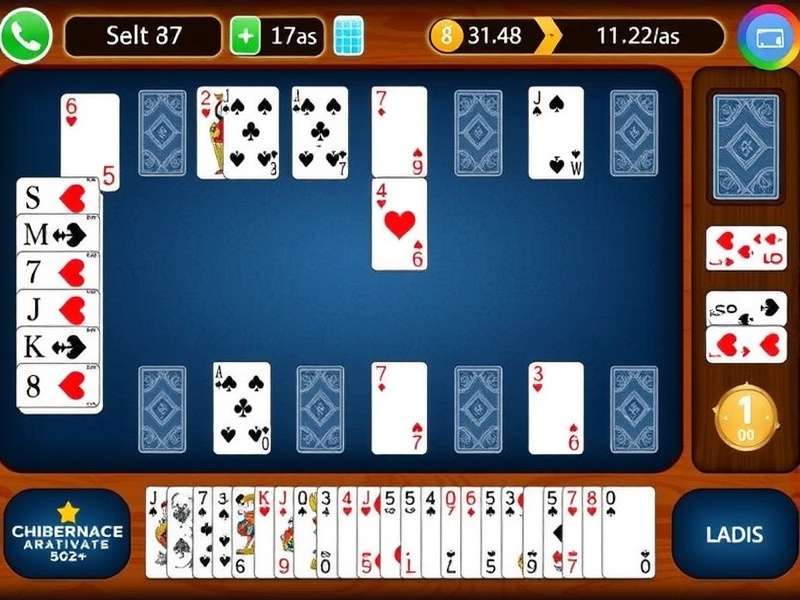 Classic Cribbage game board and cards laid out for online play