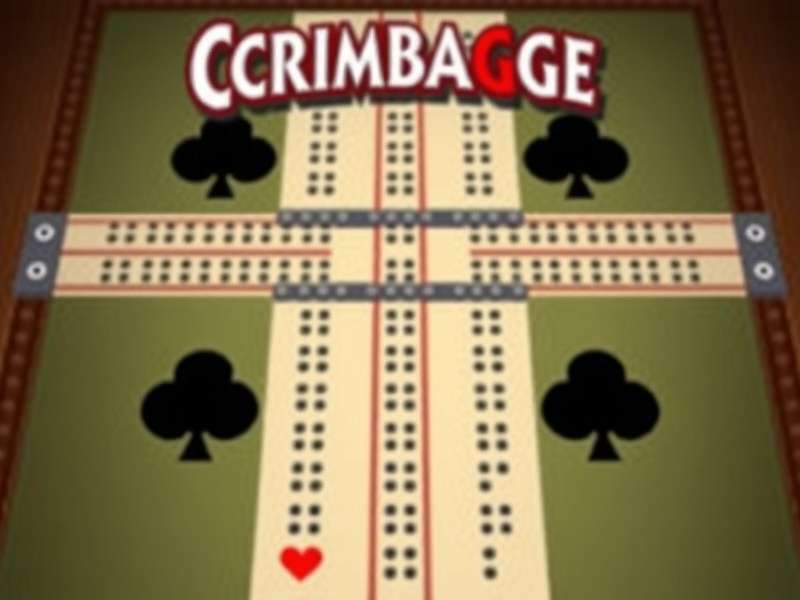 Cribbage Classic Online Free Play board with cards and pegs on a wooden surface