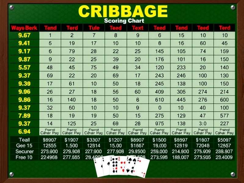 Cribbage scoring board with pegs and chart overlay — official Cribbage India reference