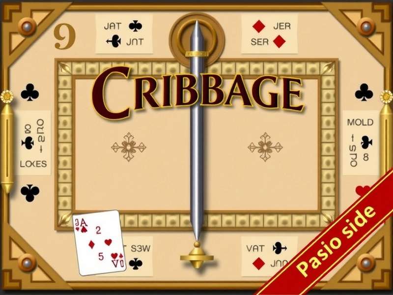 Cribbage Classic board with pegs and cards set up for a game