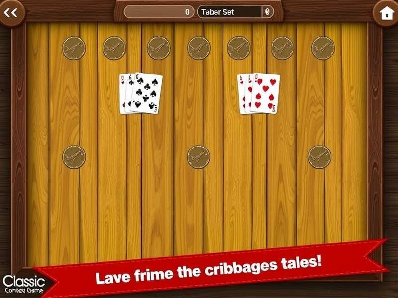 Classic Cribbage board with pegs and playing cards spread on green felt
